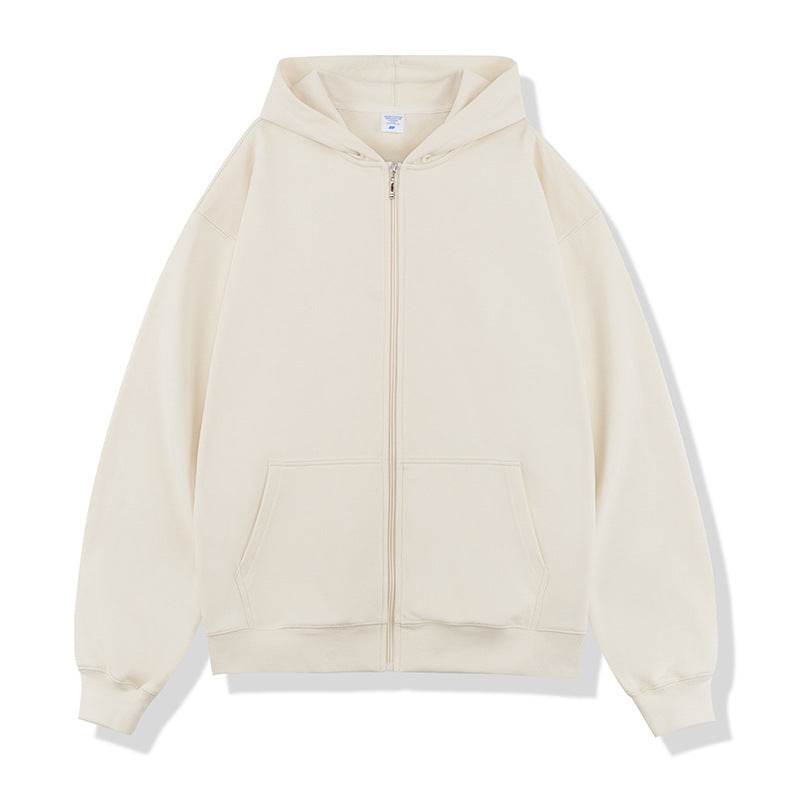 Autumn And Winter 450g Terry Loose Fashion Brand Zipper Hooded Sweater Solid Color - MYLUXURY LANE ENTERPRISE