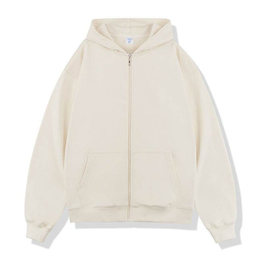 Autumn And Winter 450g Terry Loose Fashion Brand Zipper Hooded Sweater Solid Color - MYLUXURY LANE ENTERPRISE