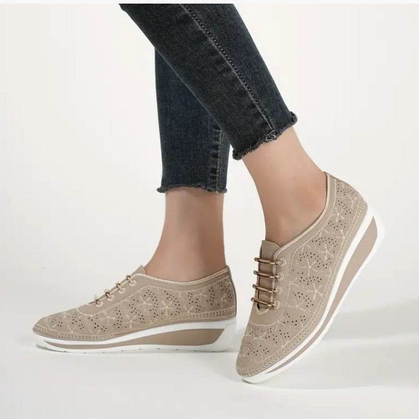 Female Wedge Hollow-out Lace-up Casual Shoes - MYLUXURY LANE ENTERPRISE
