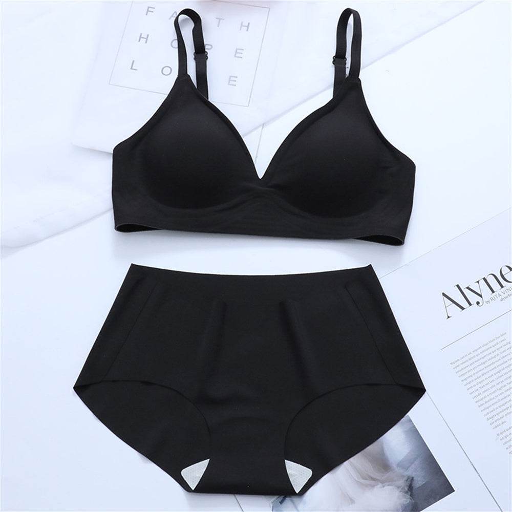 Korean Naked Extended Bra Set Ladies' Traceless Rim-free Underwear Thickened Small Breasts Gathering - MYLUXURY LANE ENTERPRISE