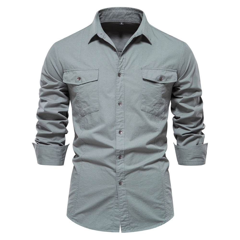 Men's Fashion Casual Solid Color Long Sleeve Shirt - MYLUXURY LANE ENTERPRISE