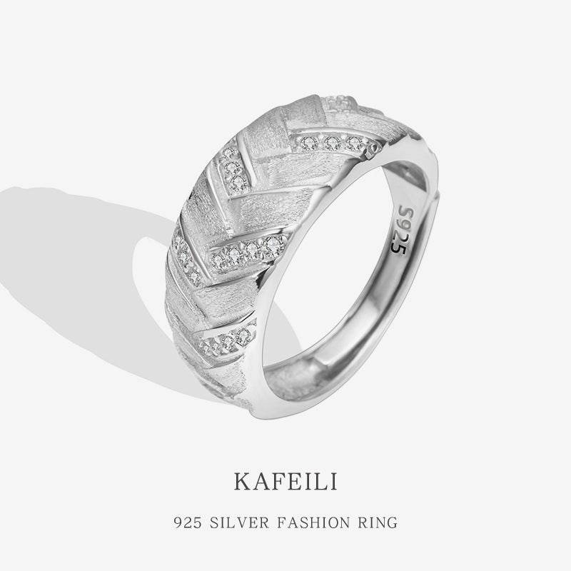 High-grade Light Luxury Woven Brushed Ring Women's 925 Sterling Silver Adjustable - MYLUXURY LANE ENTERPRISE
