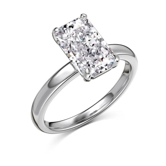 S925 Sterling Silver White Rectangular 8A Ice Flower Cut Single Diamond Simple Design Fashion High Sense Ring - MYLUXURY LANE ENTERPRISE