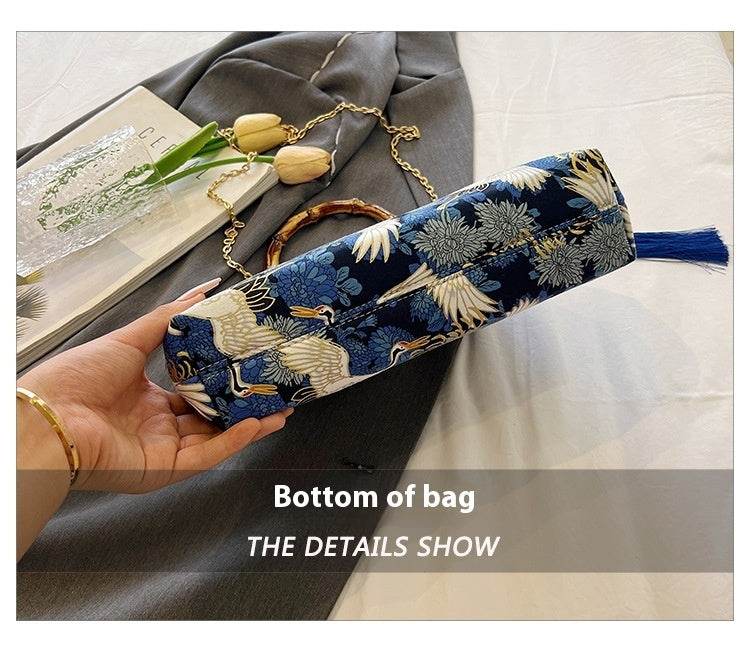 New Chinese Style Retro National Style Embroidered Clutch Bag Red-crowned Crane Handbag - MYLUXURY LANE ENTERPRISE