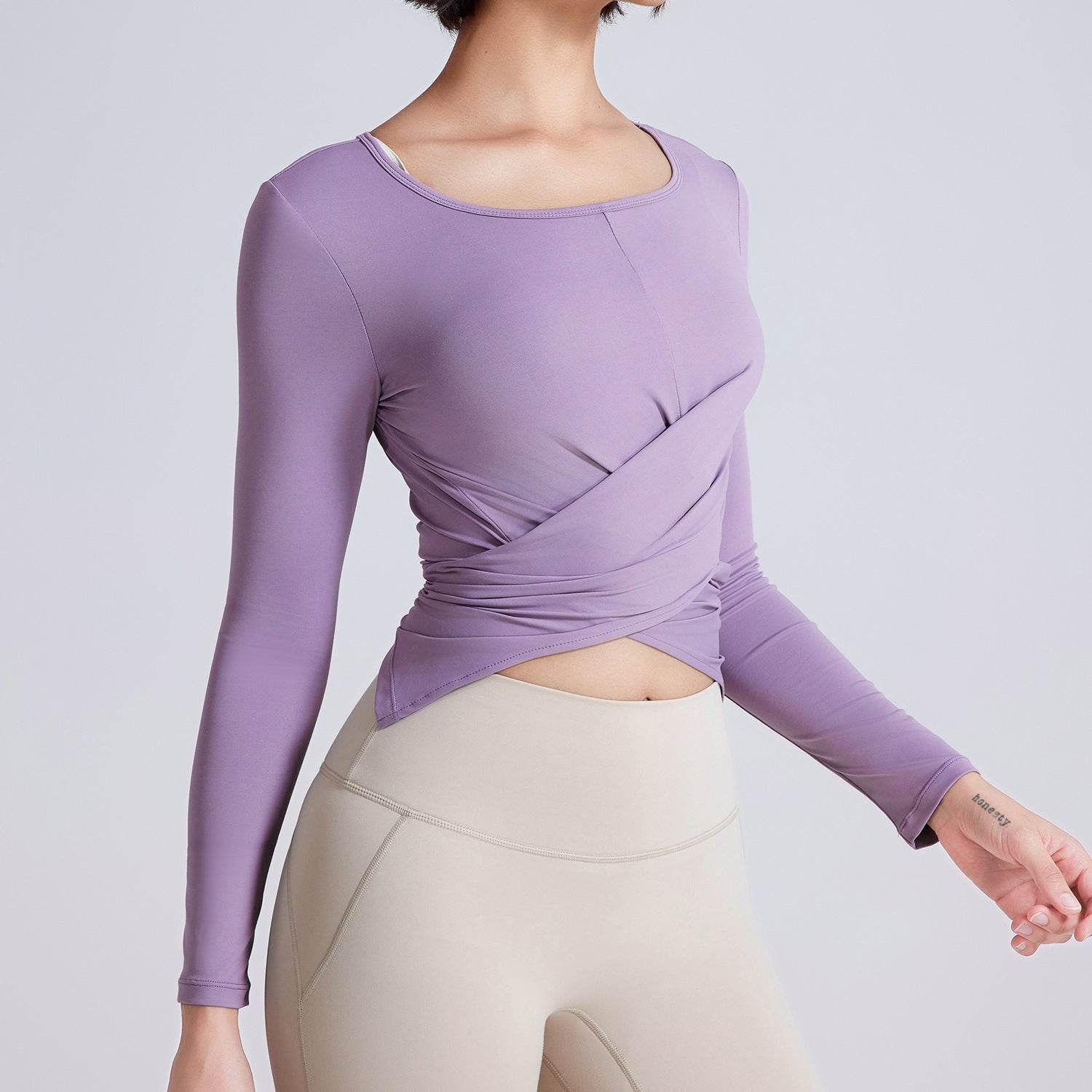 Cross Button Slim Fit Thin Yoga Wear Long Sleeve - MYLUXURY LANE ENTERPRISE