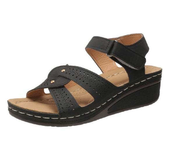 Retro Casual Flower Line Shaped Women's Slope Heel Sandals - MYLUXURY LANE ENTERPRISE
