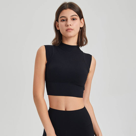 High Elastic Shockproof Running Exercise Underwear Turtleneck Fixed Cup Yoga Clothes Bra Vest - MYLUXURY LANE ENTERPRISE