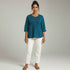 Teal Pintuck Detail Cotton Tunic Top - MYLUXURY LANE ENTERPRISE