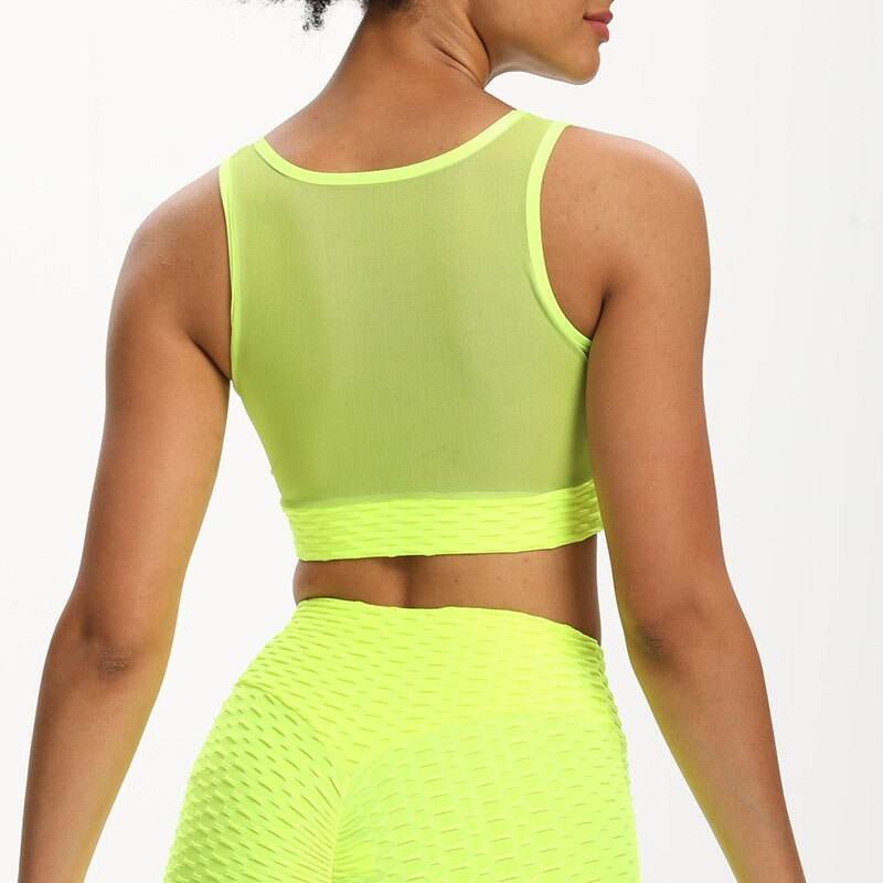 Fitness solid color jacquard and mesh Yoga bra - MYLUXURY LANE ENTERPRISE