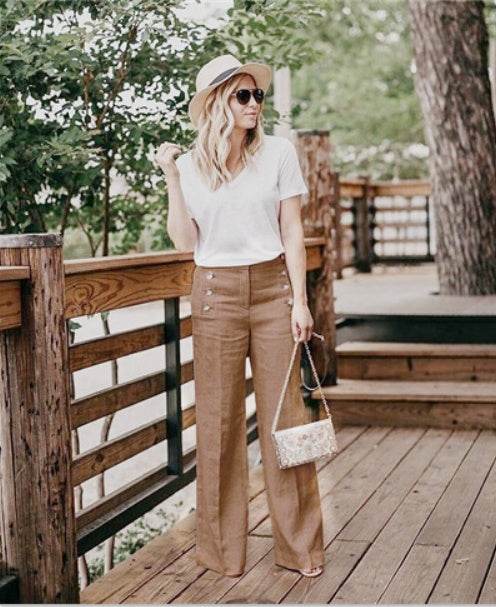Button wide leg pants - MYLUXURY LANE ENTERPRISE