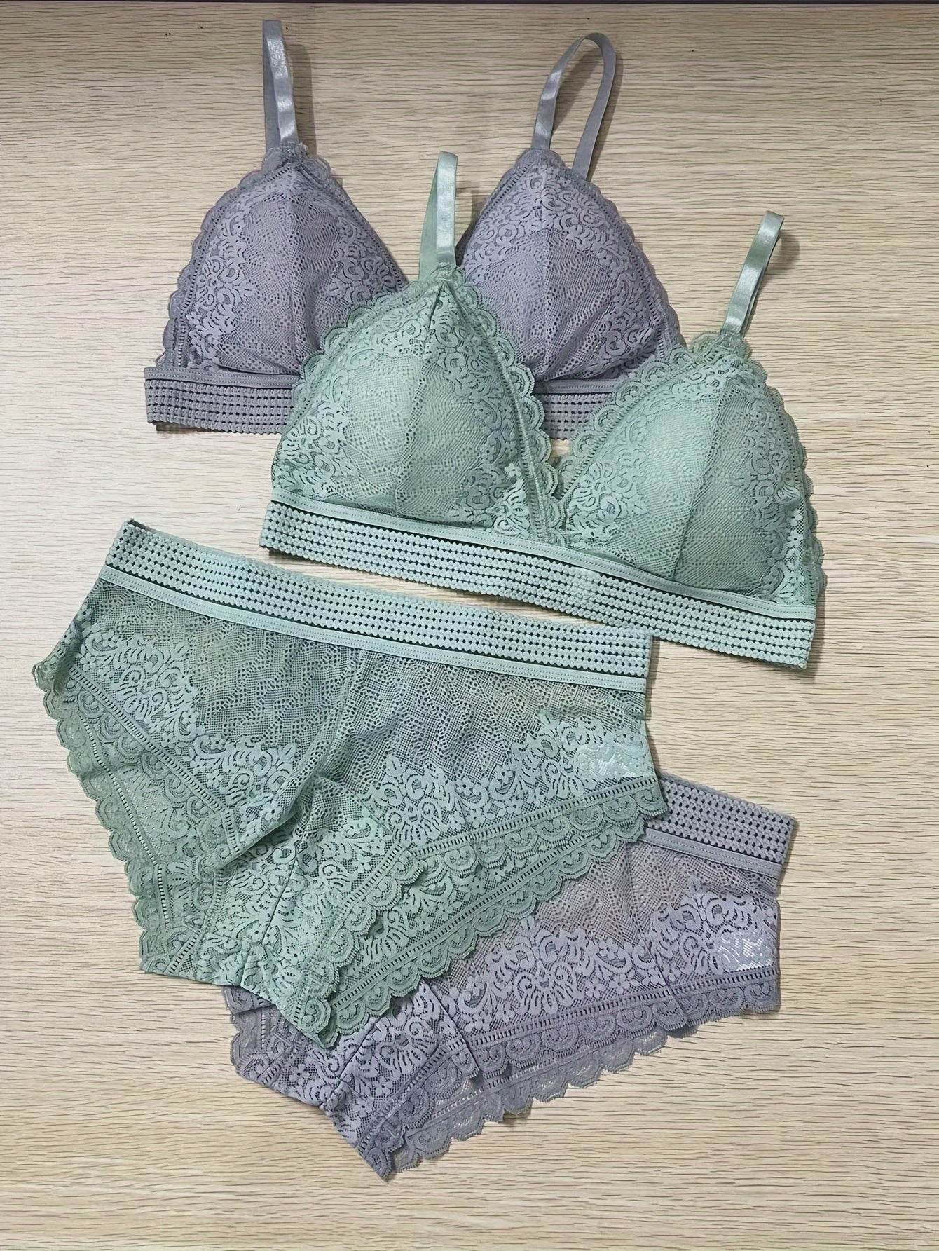 2 Sets of Sultry Lace Lingerie - Women's Sexy Cami Bra & Panties Set, Comfortable Underwear for Ladies - Soft, Breathable, and Elegant Sleepwear - MYLUXURY LANE ENTERPRISE