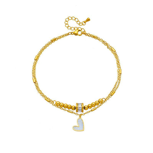 Fashion Jewelry Boho Classic Love Heart Ankle Chain Double Layer Chain Bracelet Anklet Charm Tassel Leg Chain On Foot Chain Women Party Jewelry Accessories - MYLUXURY LANE ENTERPRISE