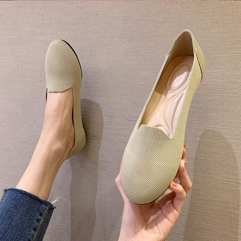Pumps Round Head Woven Shallow Mouth Flying Woven Women's Flat Bottom - MYLUXURY LANE ENTERPRISE