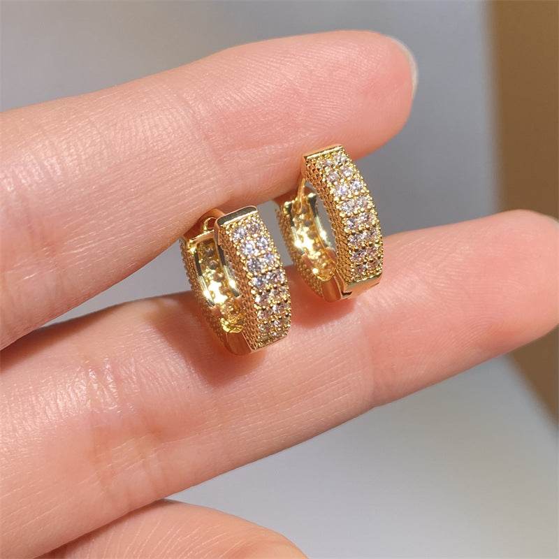 Earrings Studded With Zircon Gold Silver Rose Gold Simple Full Diamond - MYLUXURY LANE ENTERPRISE