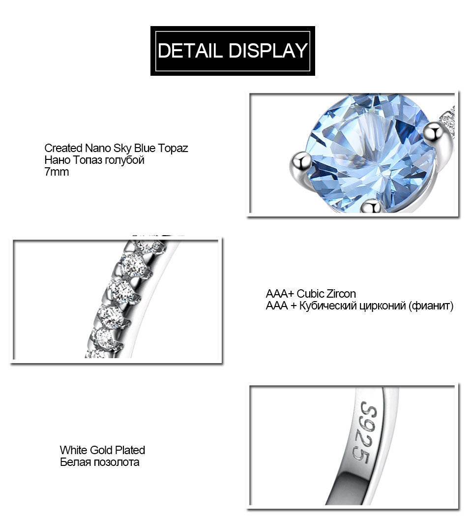 S925 Sterling Silver Sky Blue Topaz Rhinestone Zircon Light Luxury Square Ring - MYLUXURY LANE ENTERPRISE