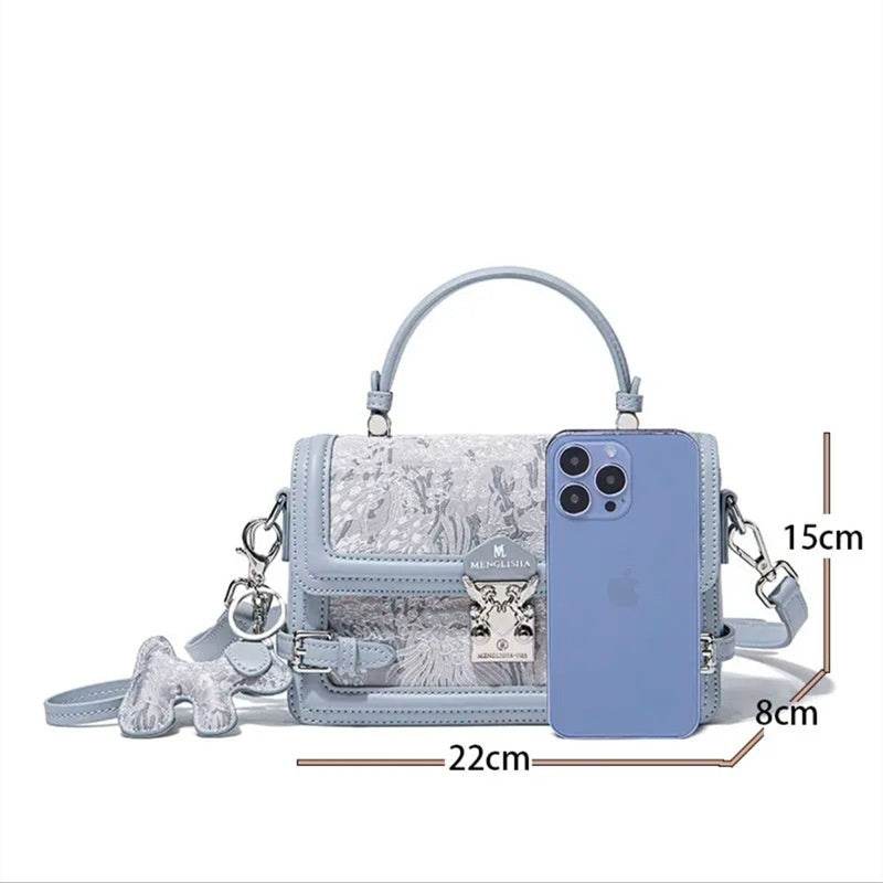 High-grade Lock Embroidered Square Versatile Fashion Shoulder Messenger Bag - MYLUXURY LANE ENTERPRISE