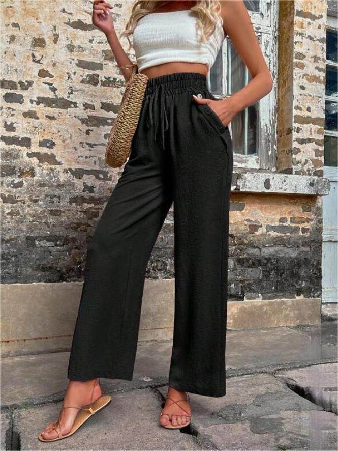 Casual Elastic High Waist Loose Trousers - MYLUXURY LANE ENTERPRISE