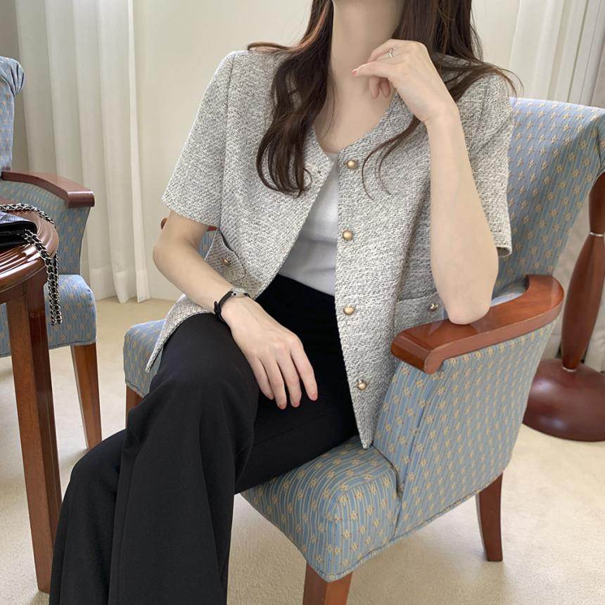 Women's Summer Gray Short Sleeve Coat Top - MYLUXURY LANE ENTERPRISE