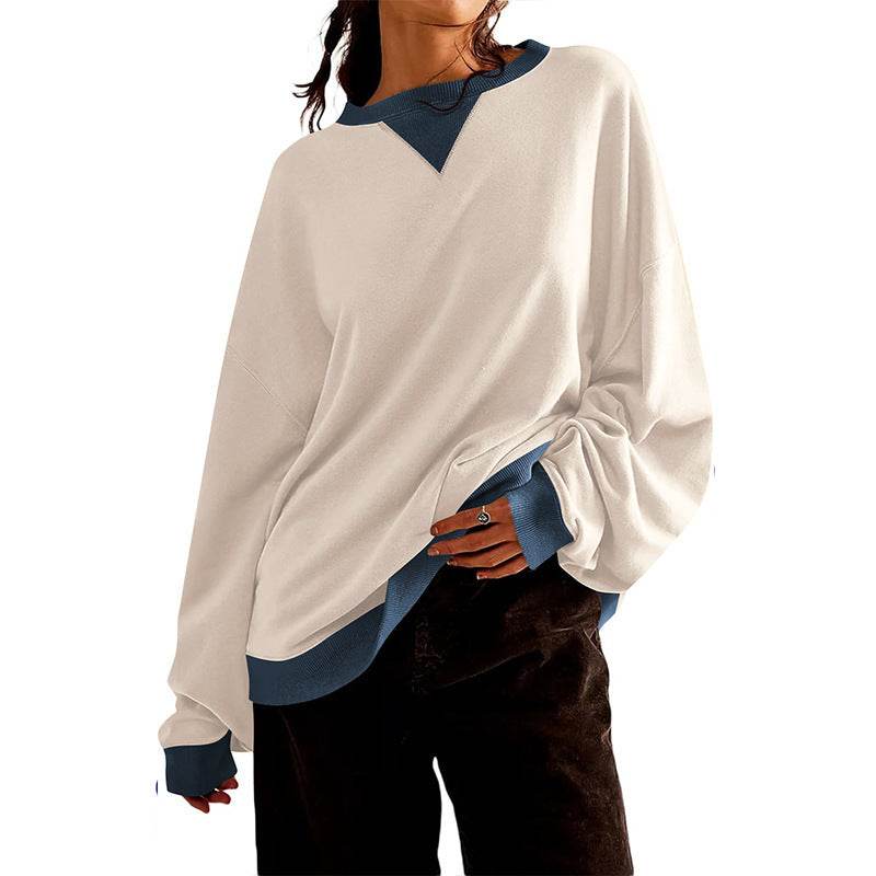 Loose Casual Contrast Color Sweater For Women - MYLUXURY LANE ENTERPRISE