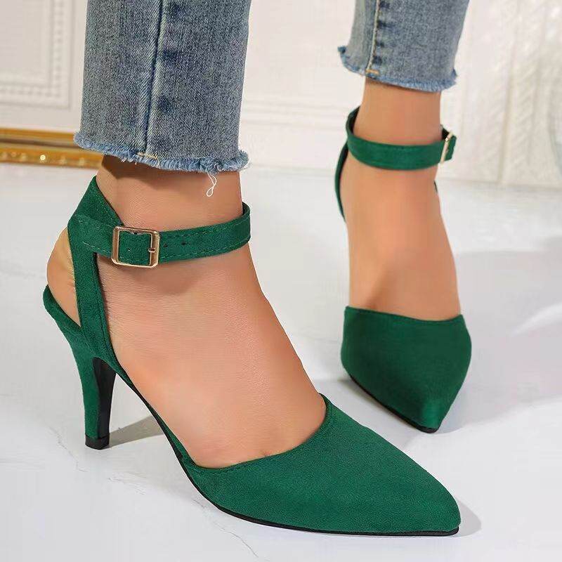 Pointed-toe Square Buckle Shoes High Heels Fashion - MYLUXURY LANE ENTERPRISE