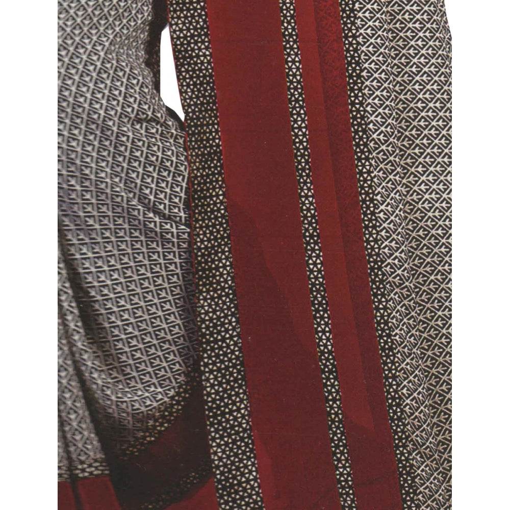 Generic Womens Georgette Digital Printed Saree (Grey, Red, 6.25 Mtr) - MYLUXURY LANE ENTERPRISE