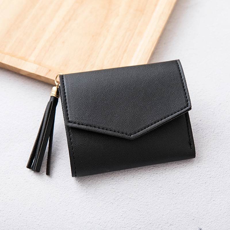 Short Women's Korean-style Tassel Small Wallet Simple Square Women's Coin Purse - MYLUXURY LANE ENTERPRISE