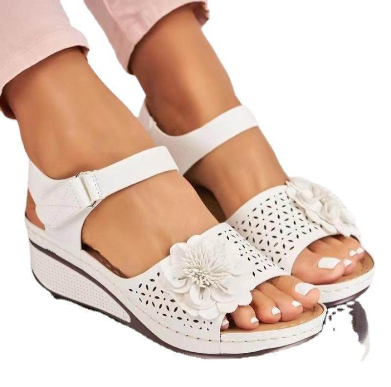 Women's Summer Plus Size Hollow-out Flower Platform Wedge Sandals - MYLUXURY LANE ENTERPRISE