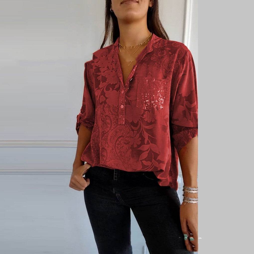 European And American Women's Clothing Fashion Elegant Printed Shirt Top - MYLUXURY LANE ENTERPRISE