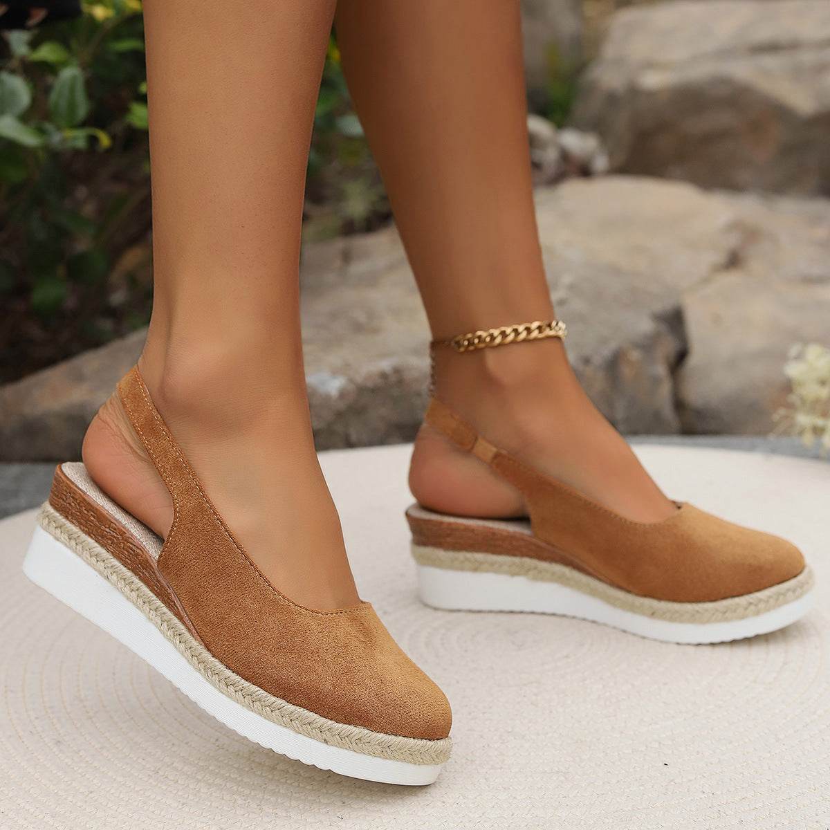 Solid Color Round Toe Women's Platform Plus Size Sandals - MYLUXURY LANE ENTERPRISE