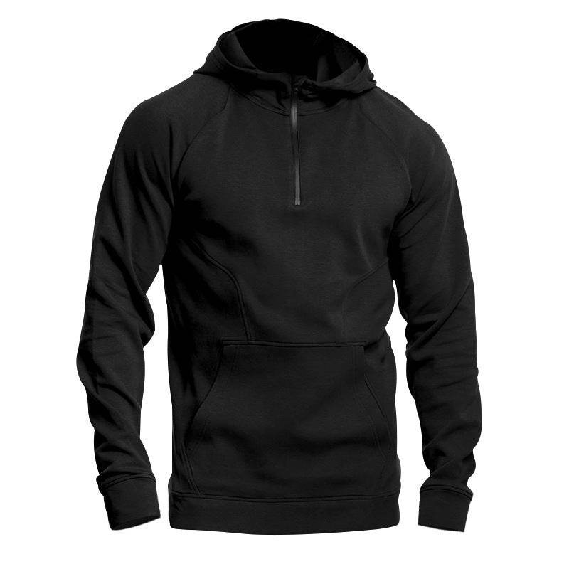 Cross-border Ebay New Long Sleeve Sweater Leisure Pullover Hooded Half Zipper Block Brushed Hoody Men - MYLUXURY LANE ENTERPRISE