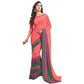 Generic Womens Geogrette Saree with Blouse Digital Printed Saree (Peach, 6.25 Mtr) - MYLUXURY LANE ENTERPRISE