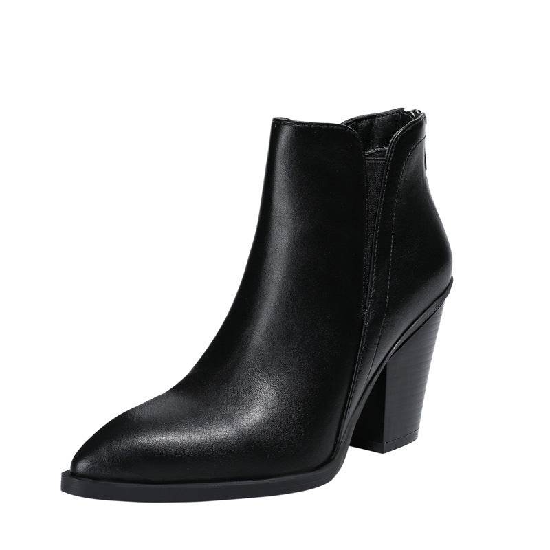 Thick High Heel Martin Boots New Winter Slimming Back Zipper Non-slip Female Boots - MYLUXURY LANE ENTERPRISE