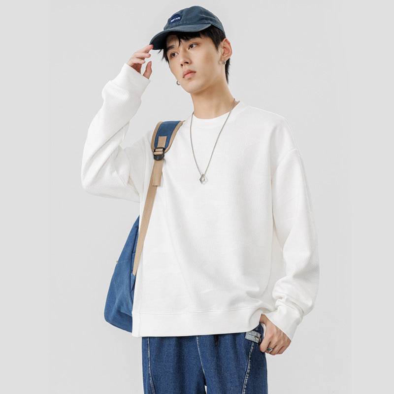 Round Neck Top Loose Casual Long Sleeves - MYLUXURY LANE ENTERPRISE