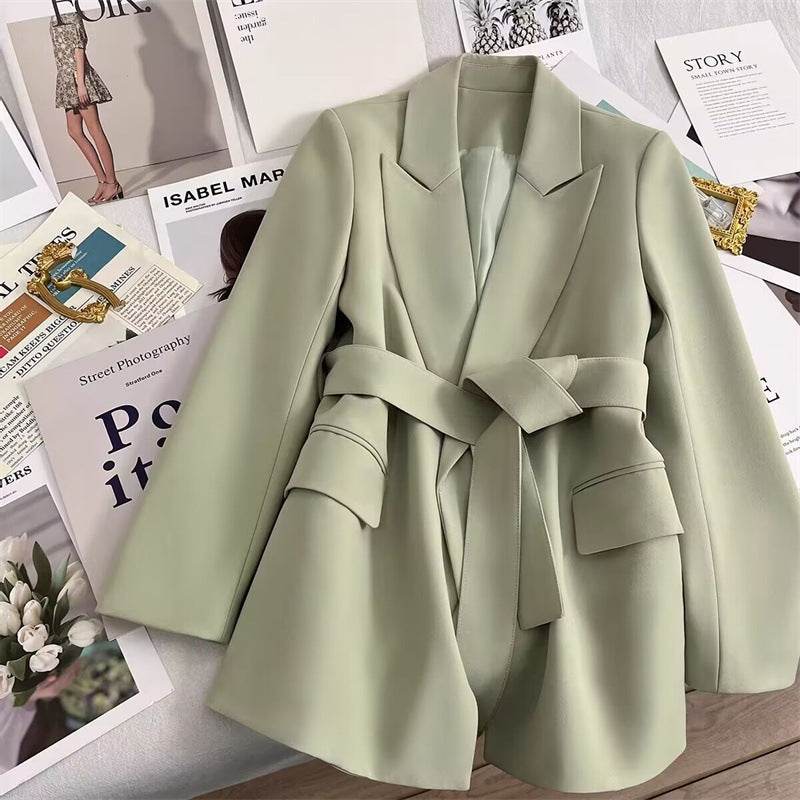 Spring And Autumn Korean Style Slim Fit Slimming Graceful And Fashionable Black Tie Small Tailored Suit Top - MYLUXURY LANE ENTERPRISE