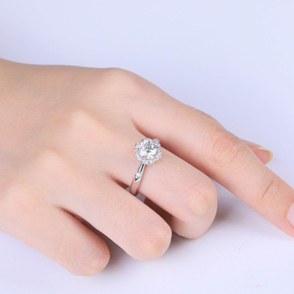 S925 Sterling Silver Ring Women's Broken Diamond Flower Moissanite Proposal - MYLUXURY LANE ENTERPRISE