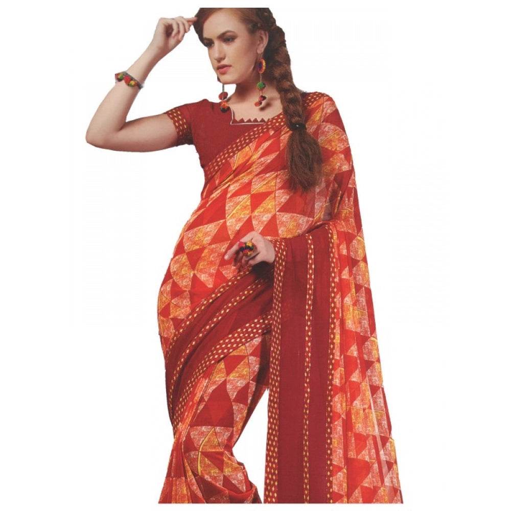 Generic Womens Georgette Digital Printed Saree (Red, 6.25 Mtr) - MYLUXURY LANE ENTERPRISE