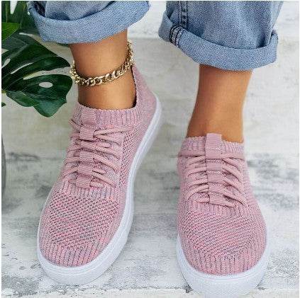 Candy-colored Flying Woven Flat Large Size Women's Casual Shoes - MYLUXURY LANE ENTERPRISE