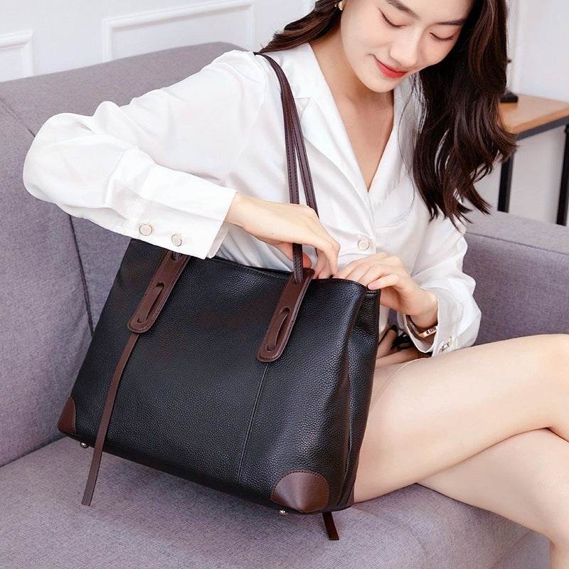Women's One-shoulder Large Capacity High-grade Sense Leather Handbag - MYLUXURY LANE ENTERPRISE