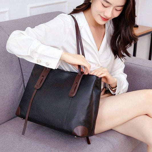 Women's One-shoulder Large Capacity High-grade Sense Leather Handbag - MYLUXURY LANE ENTERPRISE