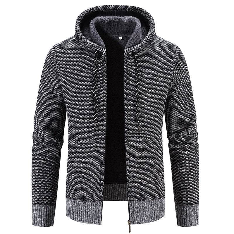 Winter Coat Zipper Closure Solid Color Long Sleeves Drawstring With Hat Keep Warm Casual Thicken Plush Sweater Coat For Daily - MYLUXURY LANE ENTERPRISE