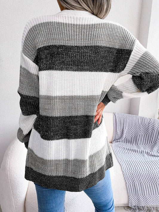 Plaid Sweater Women Casual Lantern Sleeves Cardigan Jacket Outerwear Clothes - MYLUXURY LANE ENTERPRISE
