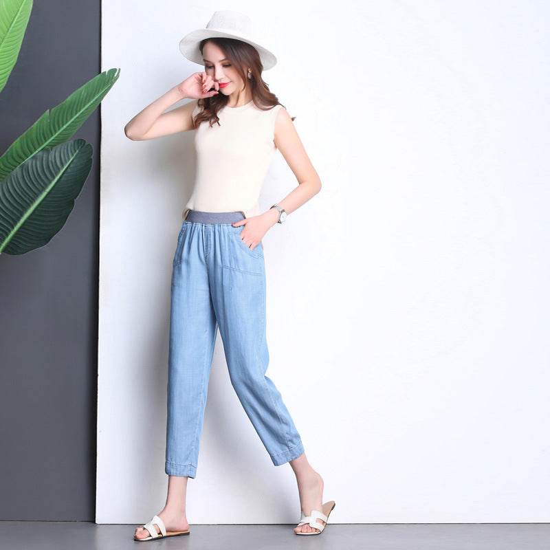 Draped Tencel denim harem pants - MYLUXURY LANE ENTERPRISE