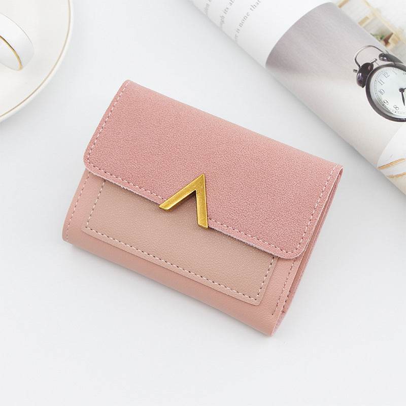 Simple Bronze Gold V-shaped Ladies Short Wallet - MYLUXURY LANE ENTERPRISE