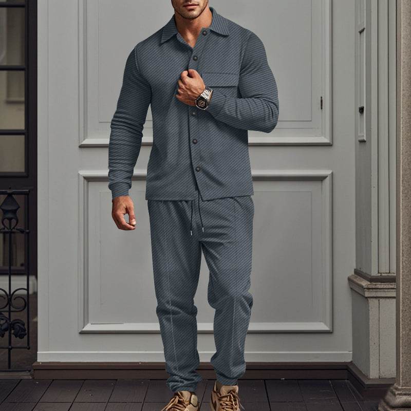 Fall And Winter Lapels Heavy Jacquard Trousers Suit - MYLUXURY LANE ENTERPRISE