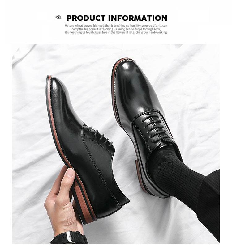 Men's Formal Leather Lace-up Rubber Sole Business Men's Shoes Gentleman - MYLUXURY LANE ENTERPRISE