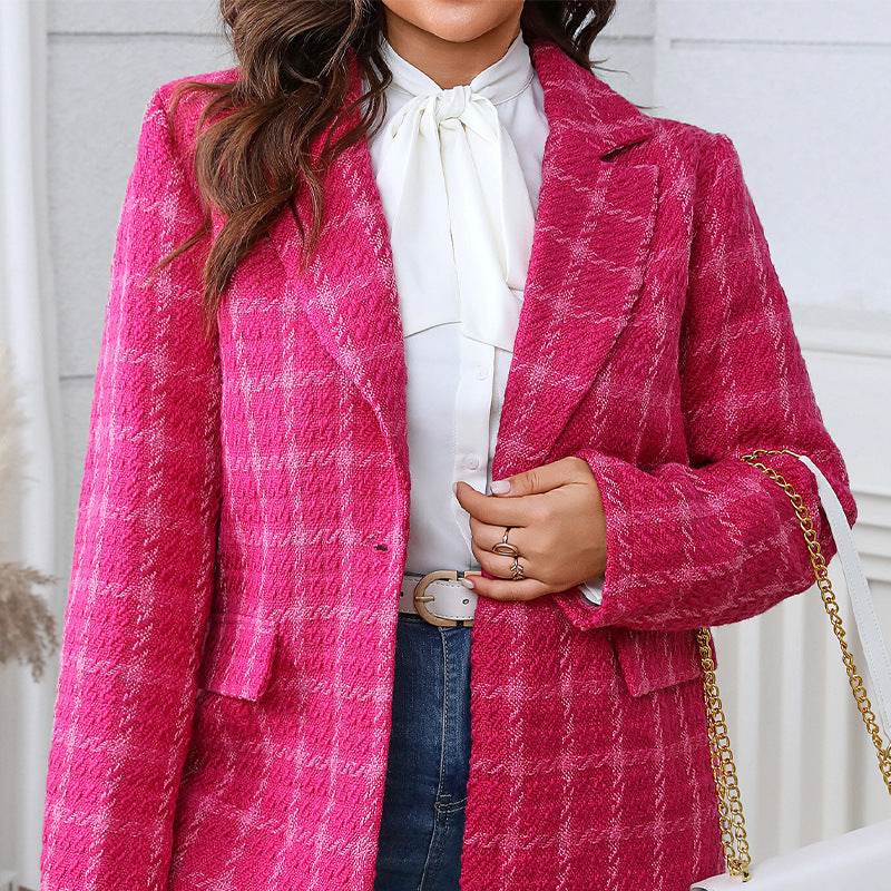 Temperament Commute Plaid Plus Size Coat - MYLUXURY LANE ENTERPRISE
