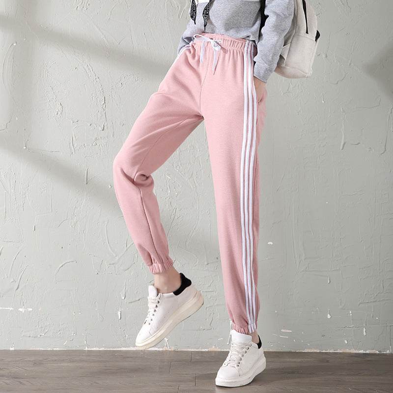 With velvet sport watch in autumn and winter winter female big fat code MM student casual pants loose warm nosing trousers - MYLUXURY LANE ENTERPRISE