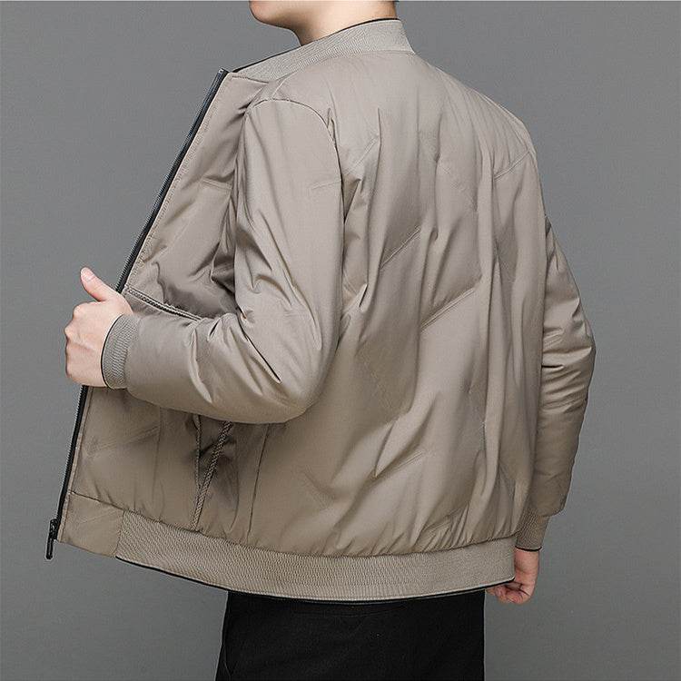 Fashion Down Jacket Winter Warm Baseball Jacket For Men Casual All-match Solid Color Coat - MYLUXURY LANE ENTERPRISE