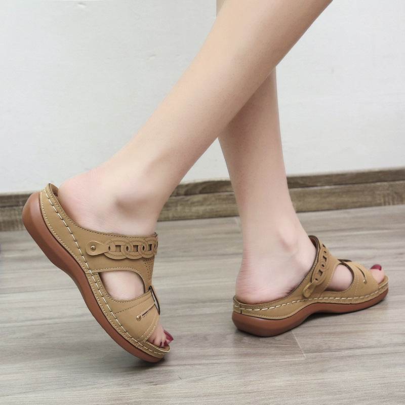 Women's Slippers Wedge Heel Round Toe Roman Shoes - MYLUXURY LANE ENTERPRISE