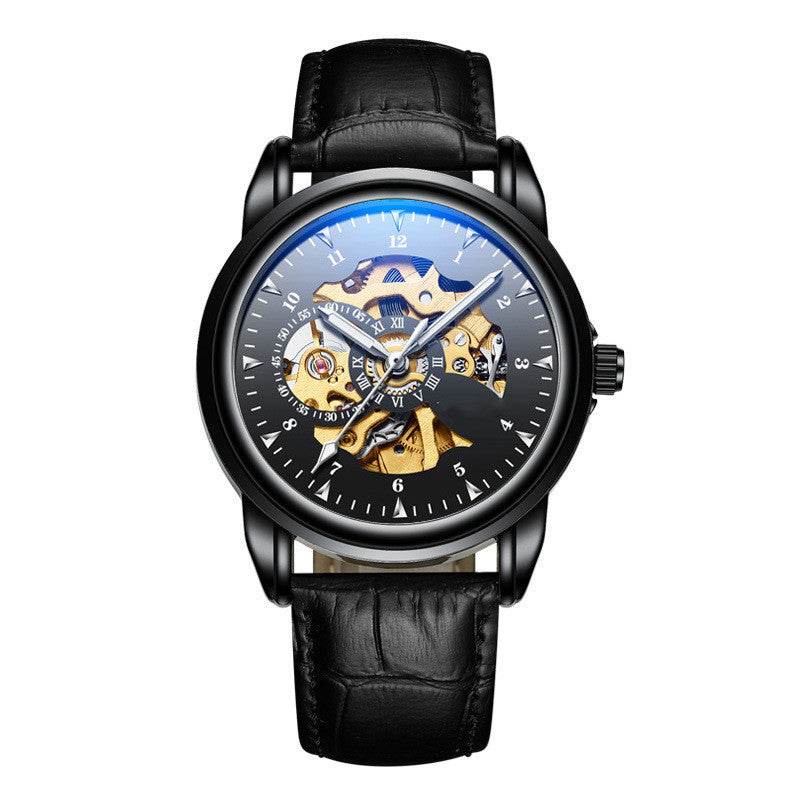 Men's Fashion Simple Leather Waterproof Luminous Mechanical Watch - MYLUXURY LANE ENTERPRISE